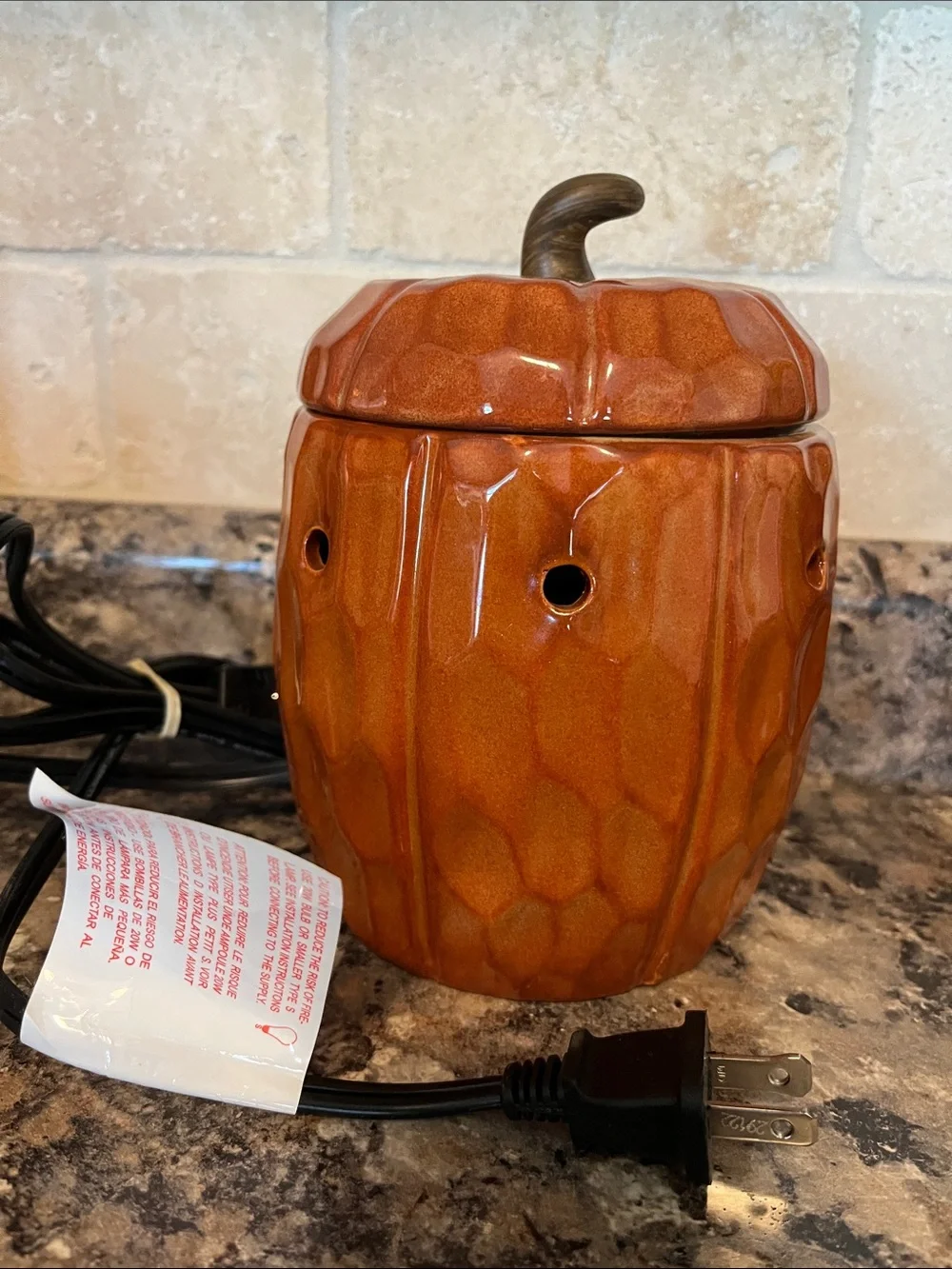 Retired 2010 Scentsy Pumpkin Full Size Ceramic Warmer - Fall Autumn Lantern